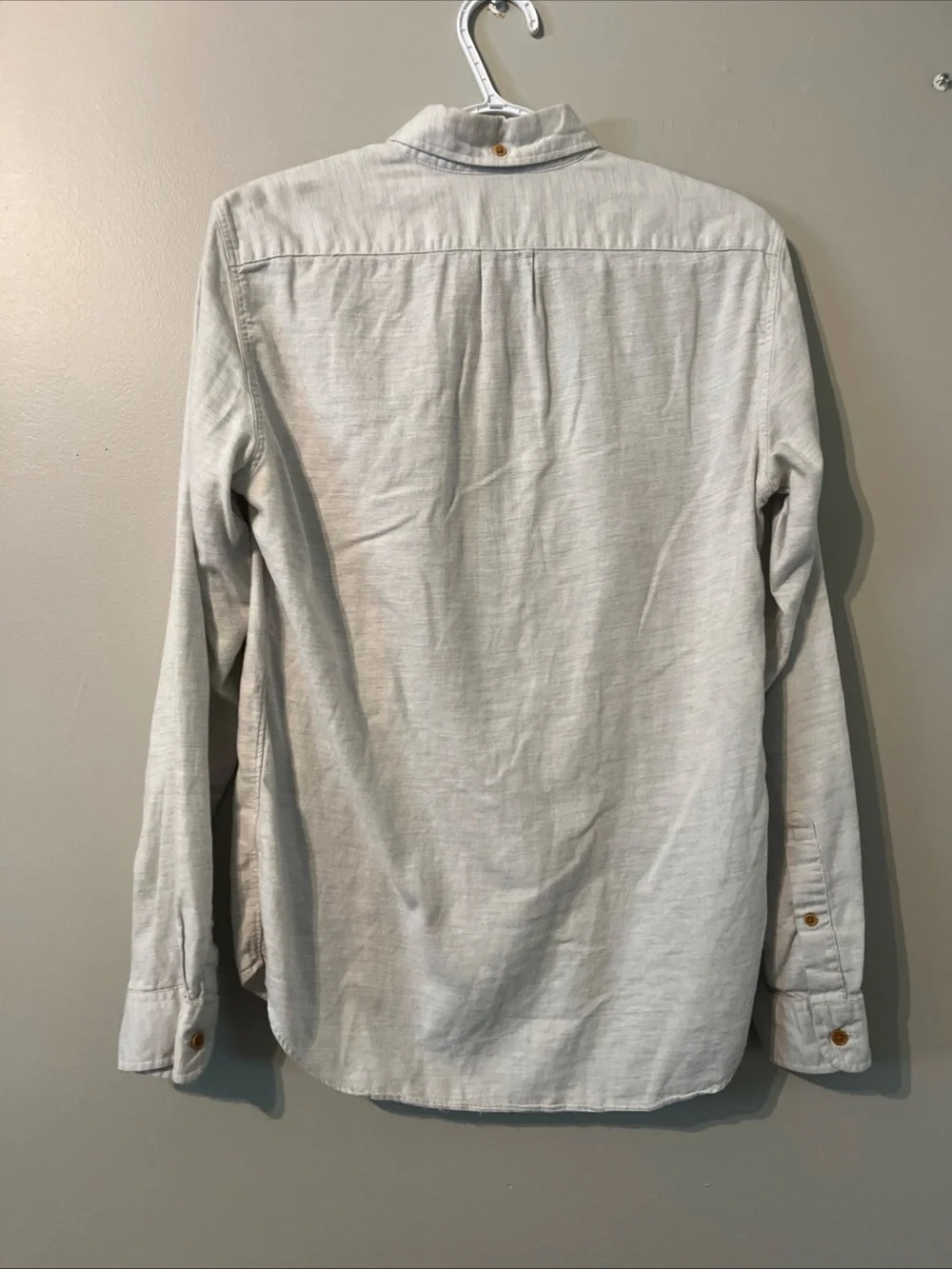 Men’s J.Crew Slim 100% Cotton Light Grey Beige Button Up Shirt Small